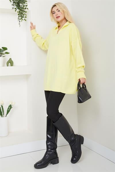 Polo Yaka Triko Kazak SS2616 Sarı