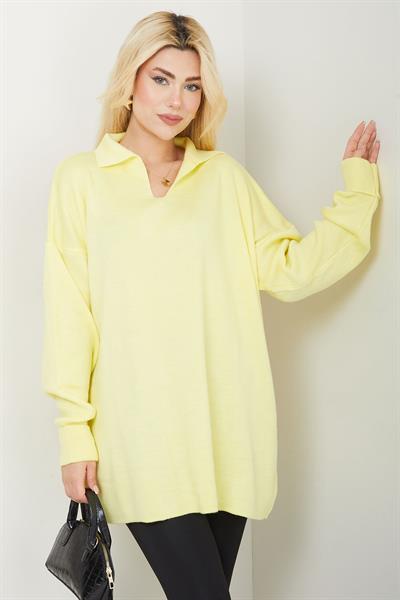 Polo Yaka Triko Kazak SS2616 Sarı