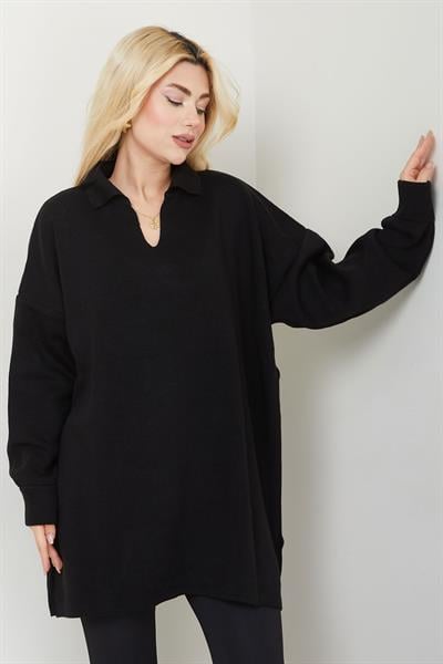 Polo Yaka Triko Kazak SS2616 Siyah