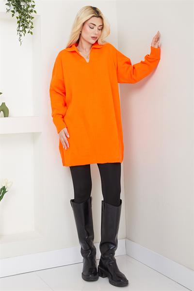 Polo Yaka Triko Kazak SS2616 Turuncu
