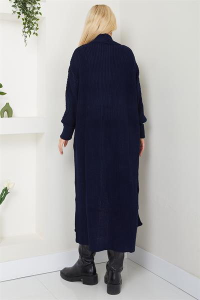 Şal Yaka Cepli Triko Hırka Lacivert SS2534