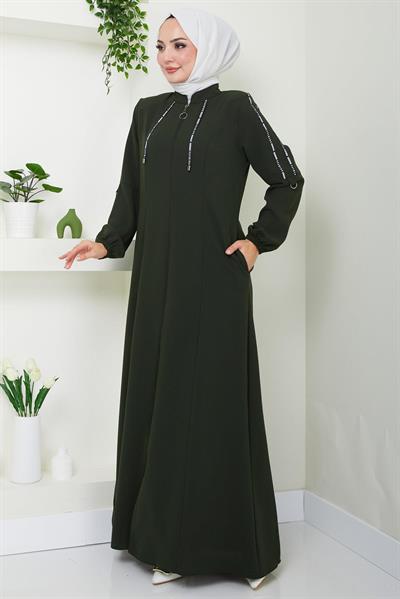 Şeritli Spor Ferace Haki HM2483