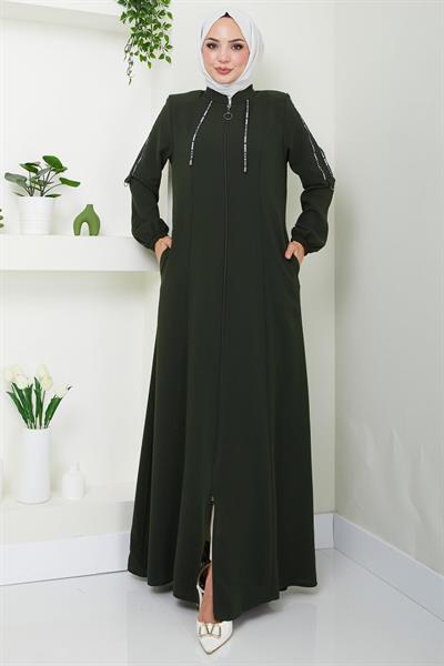 Şeritli Spor Ferace Haki HM2483