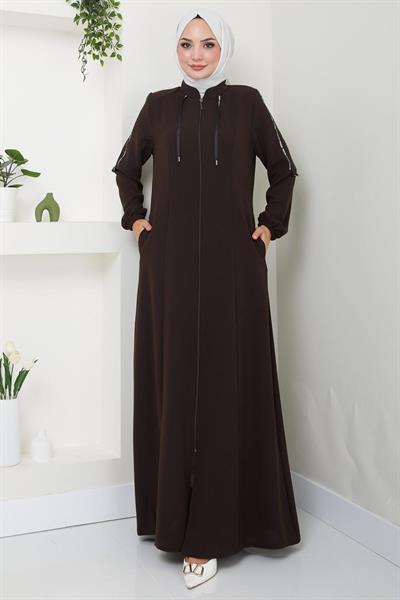 Şeritli Spor Ferace Kahverengi HM2483