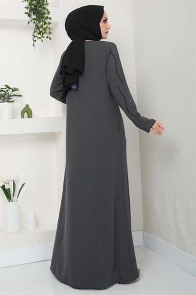 Sevgi Taşlı Ferace Gri HM2481