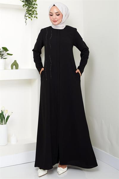 Sevgi Taşlı Ferace Siyah HM2481
