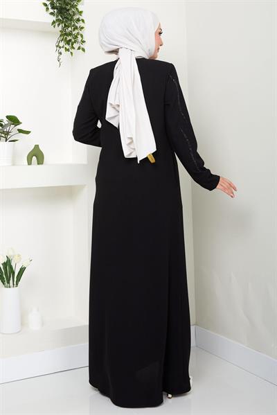 Sevgi Taşlı Ferace Siyah HM2481
