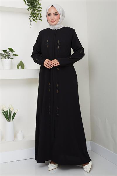 Simge Taşlı Ferace Siyah HM2480
