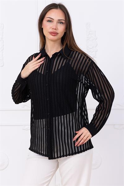 Transparan Gömlek Siyah SS2746