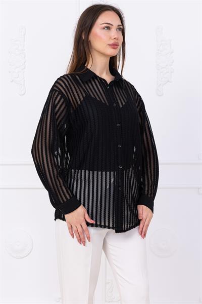Transparan Gömlek Siyah SS2746