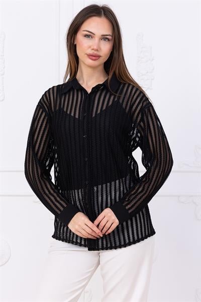 Transparan Gömlek Siyah SS2746