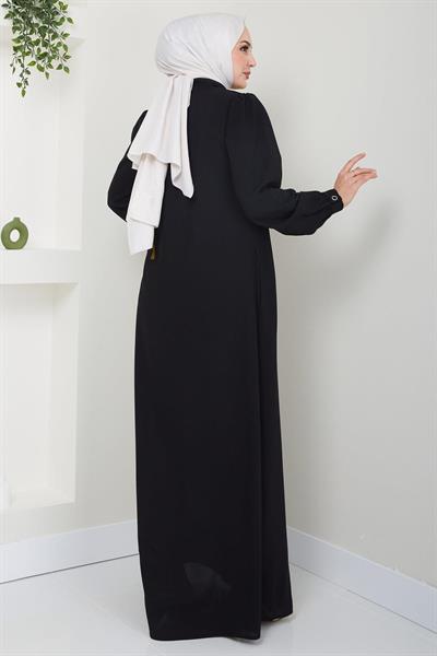 Yandan Bağlamalı Yazlık Ferace Siyah HM2388
