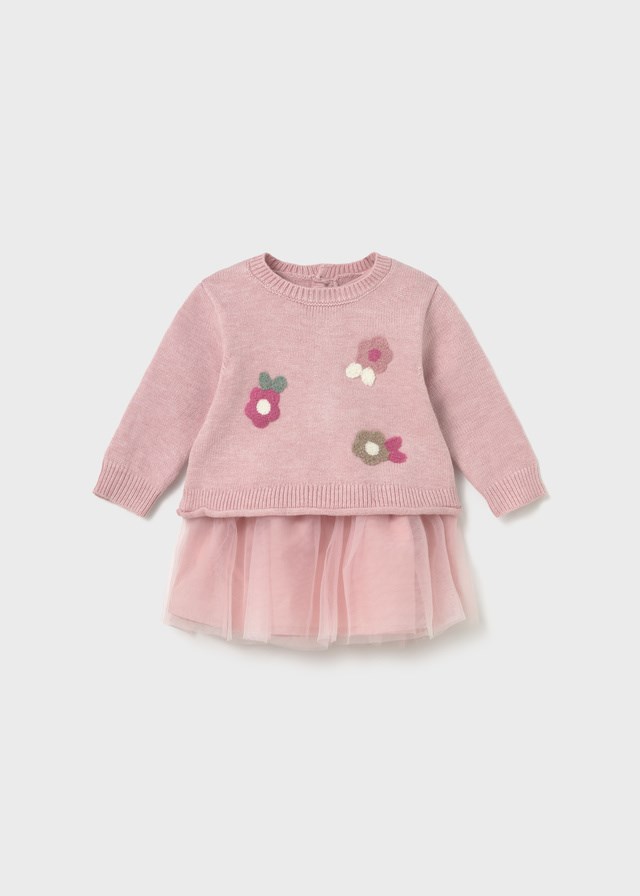 Mayoral Kız Bebek Tül ve Triko Elbise Açık Pembe