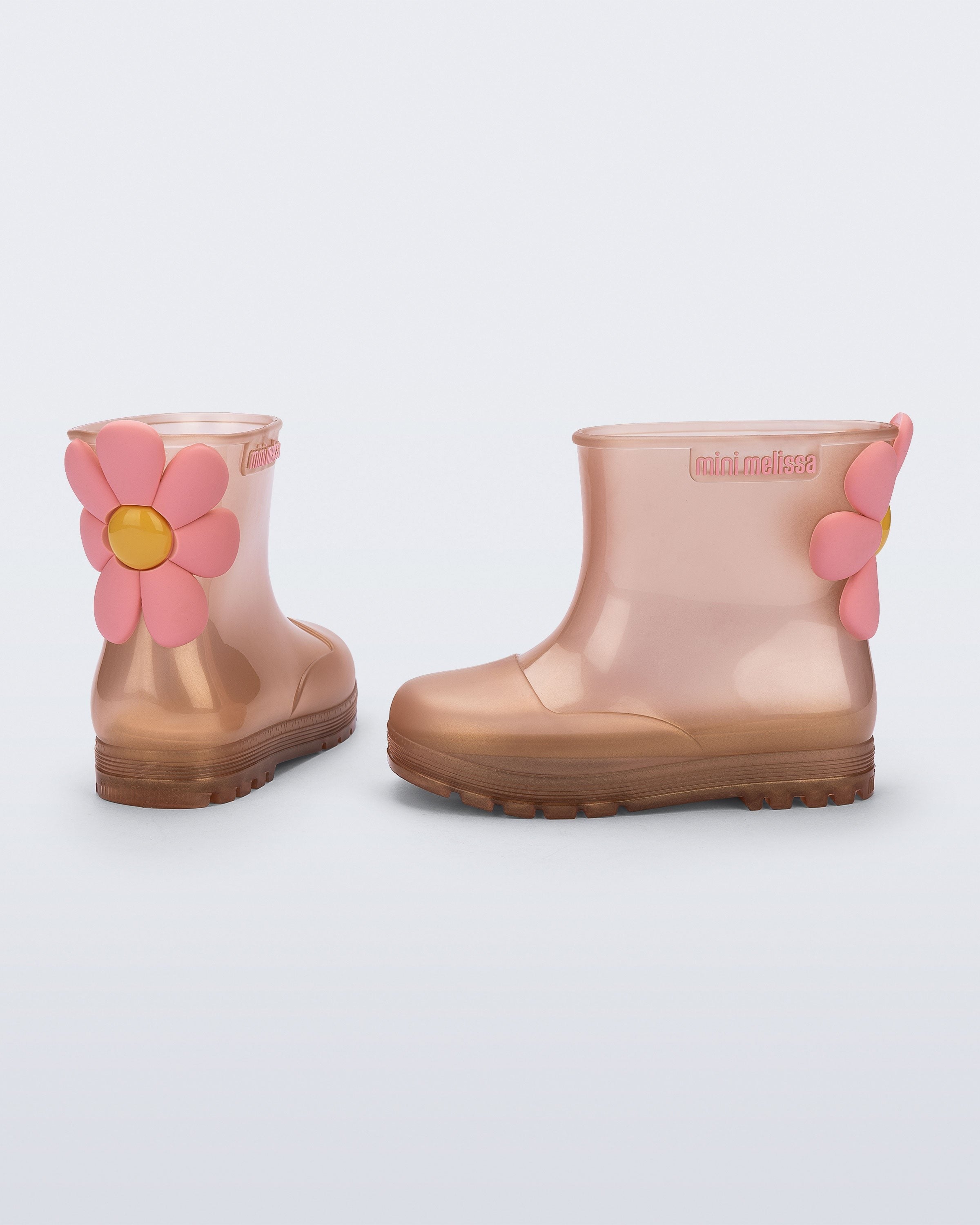 Mini Melissa Welly Bloomy Kız Çocuk Somon Yağmur Botu