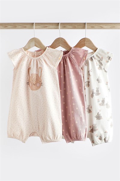 Next Baby Kız Çocuk % 100 Pamuklu Pembe Tavşancık Desenli Uyku Tulumu 3’lü Set