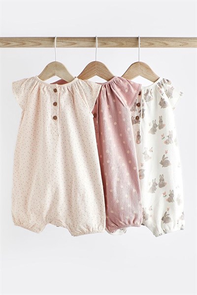 Next Baby Kız Çocuk % 100 Pamuklu Pembe Tavşancık Desenli Uyku Tulumu 3’lü Set