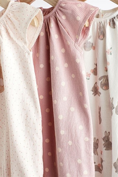 Next Baby Kız Çocuk % 100 Pamuklu Pembe Tavşancık Desenli Uyku Tulumu 3’lü Set