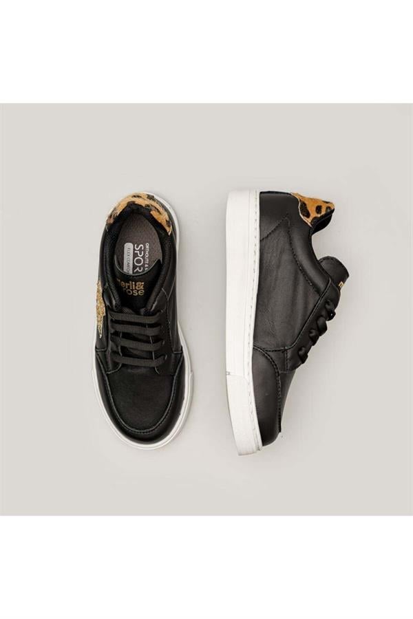 Star Büyük Çocuk Sneaker | Siyah-leopar-gold