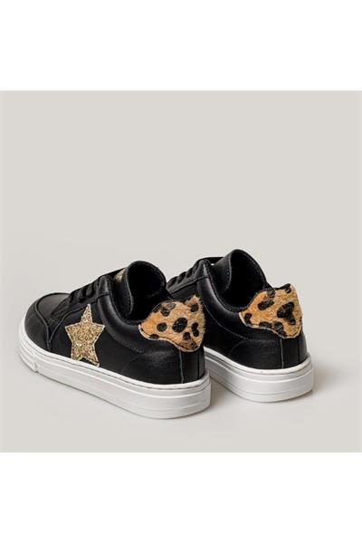 Star Büyük Çocuk Sneaker | Siyah-leopar-gold