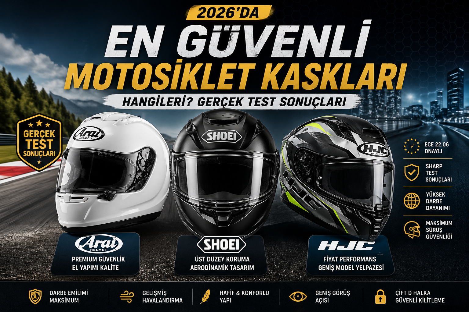2026 en güvenli motosiklet kaskları arai shoei hjc karşılaştırma