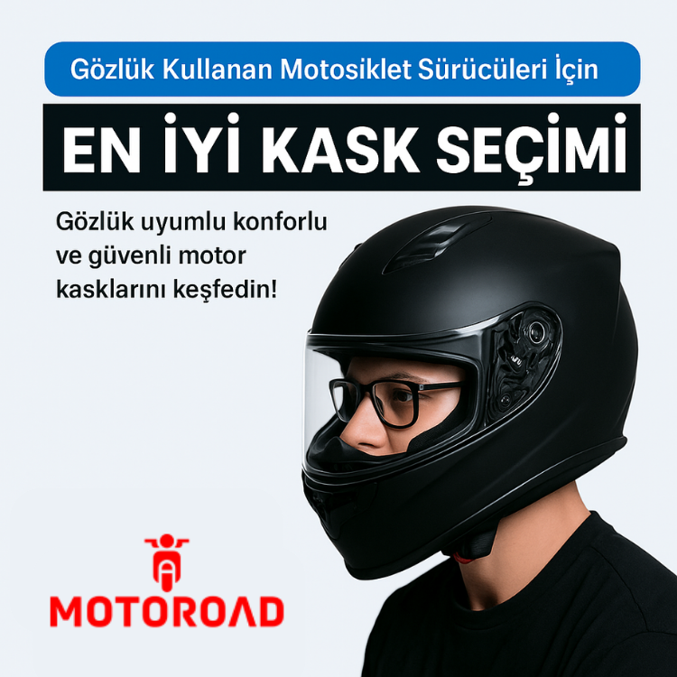 Gözlük kullanan motosiklet sürücüsü için full face kask görseli – MotoRoad.shop