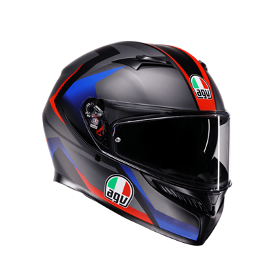 AGV K3 MPLK STRIGA MATT BLACK BLU RED KAPALI KASK