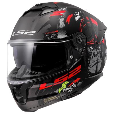 LS2 STREAM 2 ANGRY MONKEY M. BLACK RED KASK 