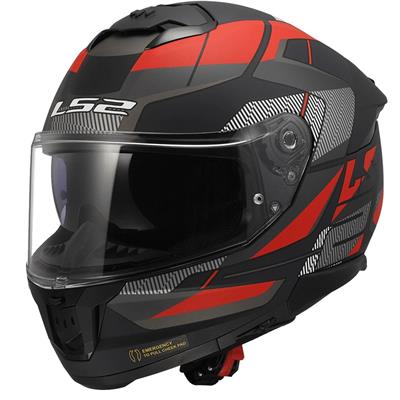 LS2 STREAM 2 ROAD MAT BLACK TITANIUM RED 