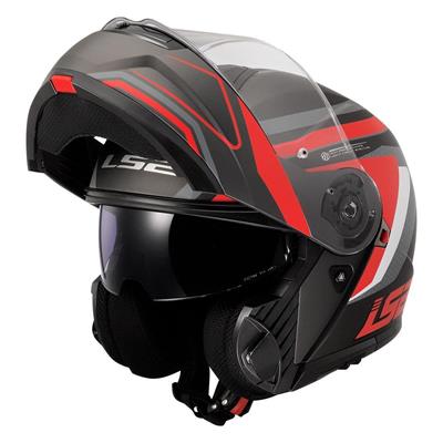 LS2 STROBE 2 PHANTOM MAT TITANIUM GRİ KIRMIZI KASK