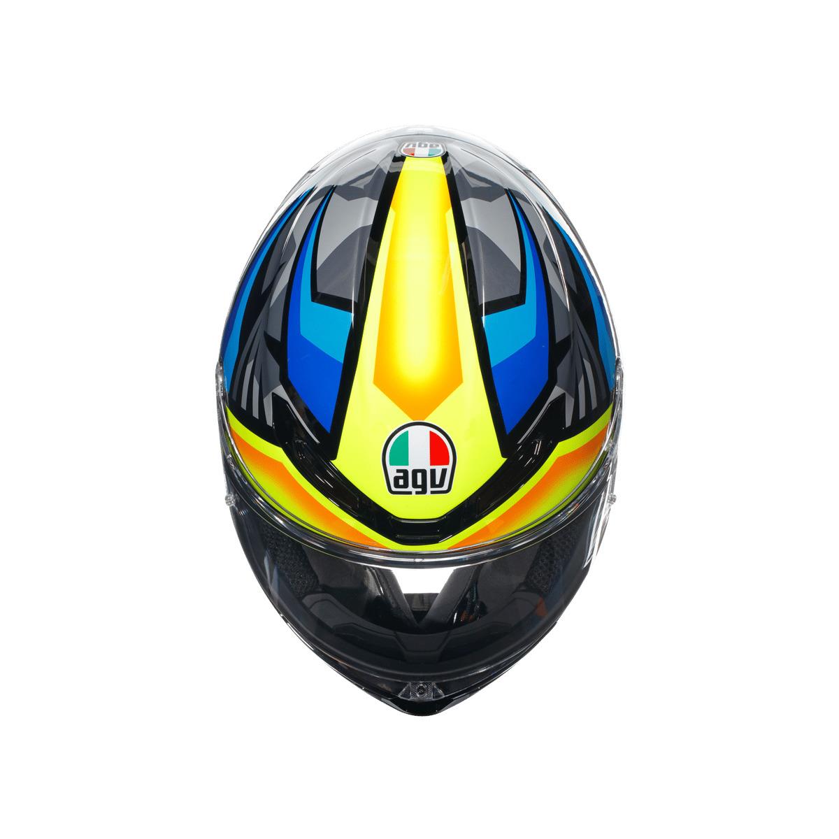 AGV K6 S Joan Black Blue Yellow Kapalı Kask | 1255g Karbon Yarış