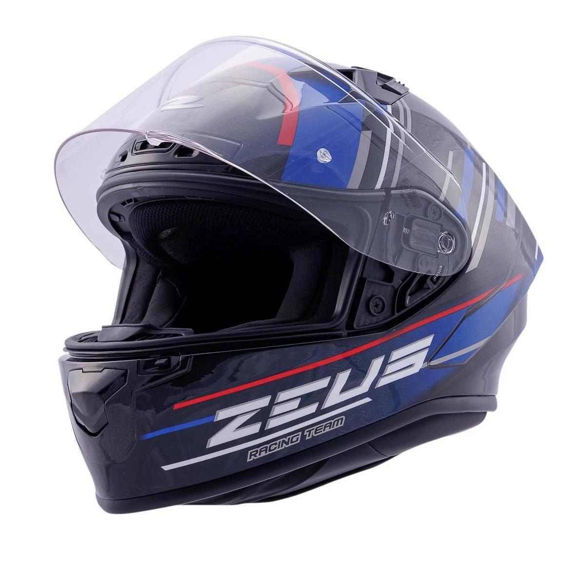 Zeus ZS-826 İnci Siyah Mavi Kapalı Kask | Hemen Satın Al | Motoroad