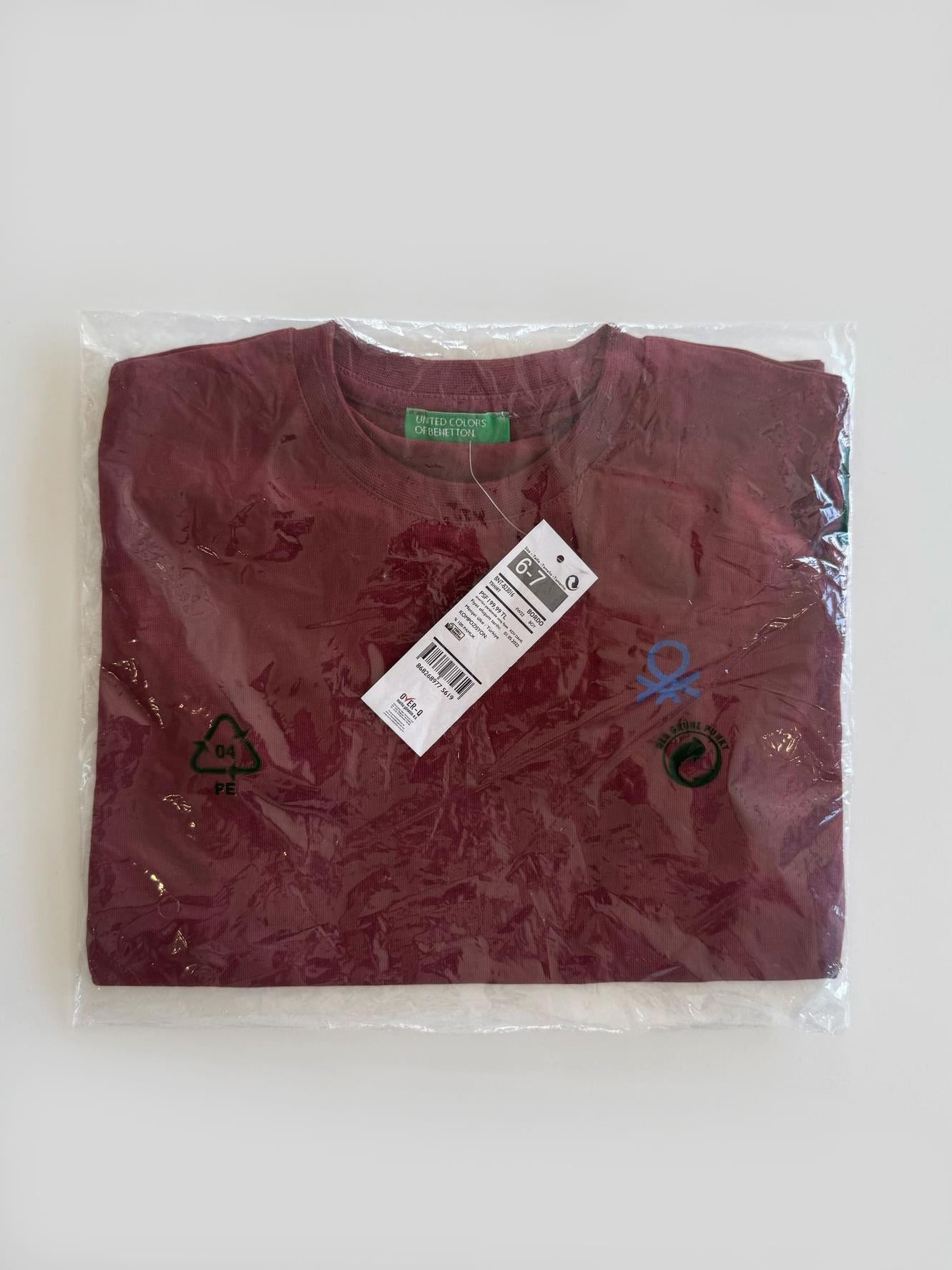Benetton Bordo Çocuk  T-Shirt Erkek Bisiklet Yaka 