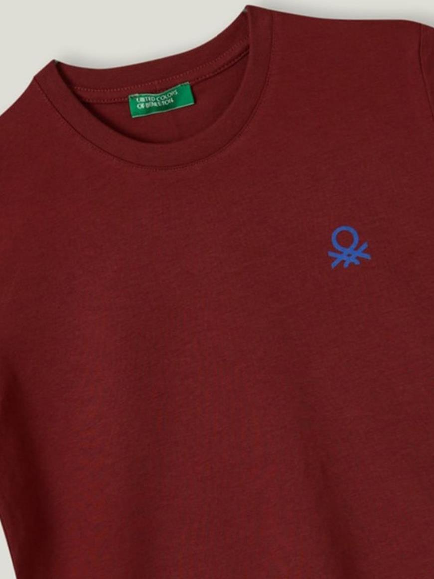 Benetton Bordo Çocuk  T-Shirt Erkek Bisiklet Yaka 