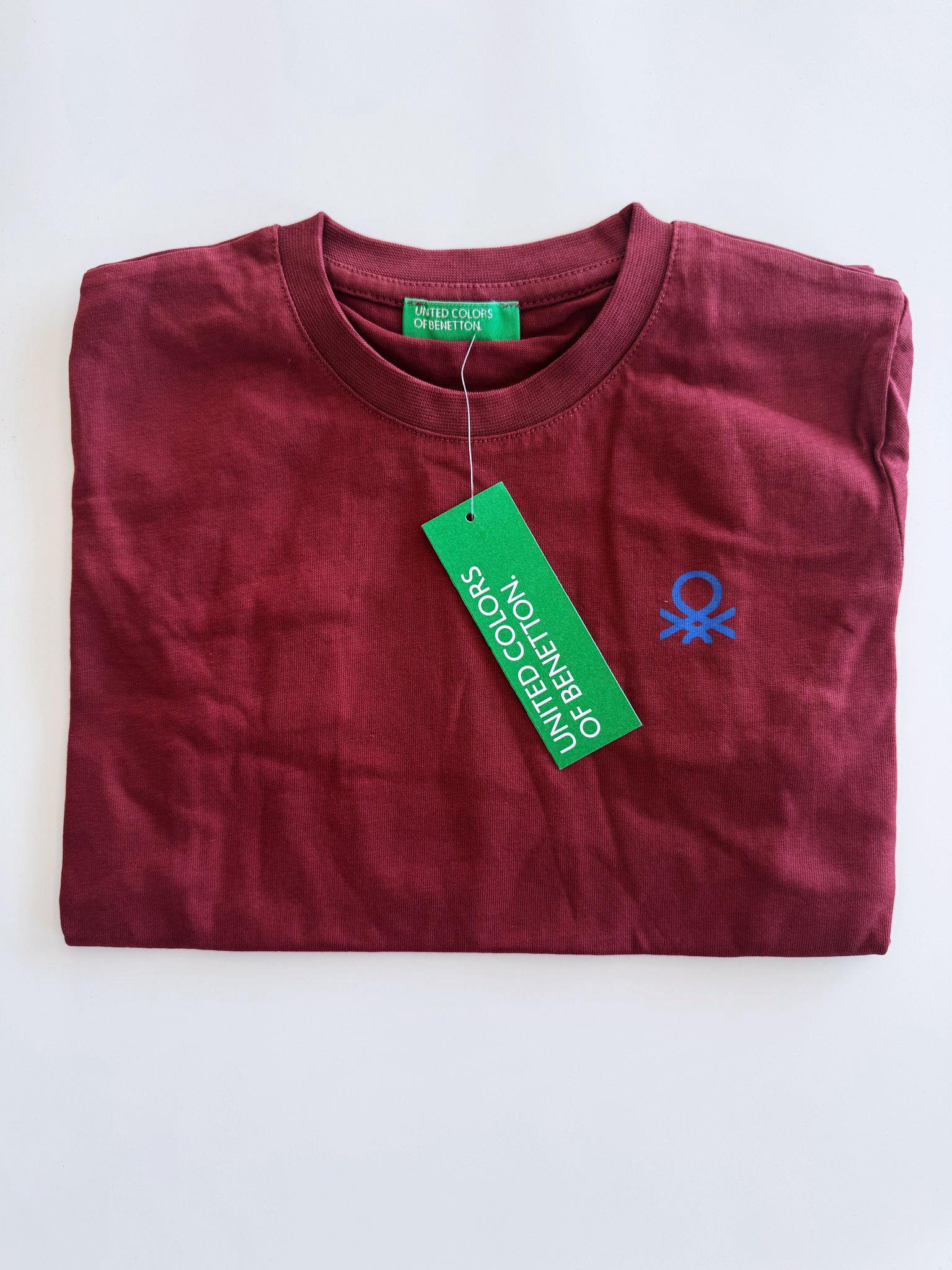Benetton Bordo Çocuk  T-Shirt Erkek Bisiklet Yaka 