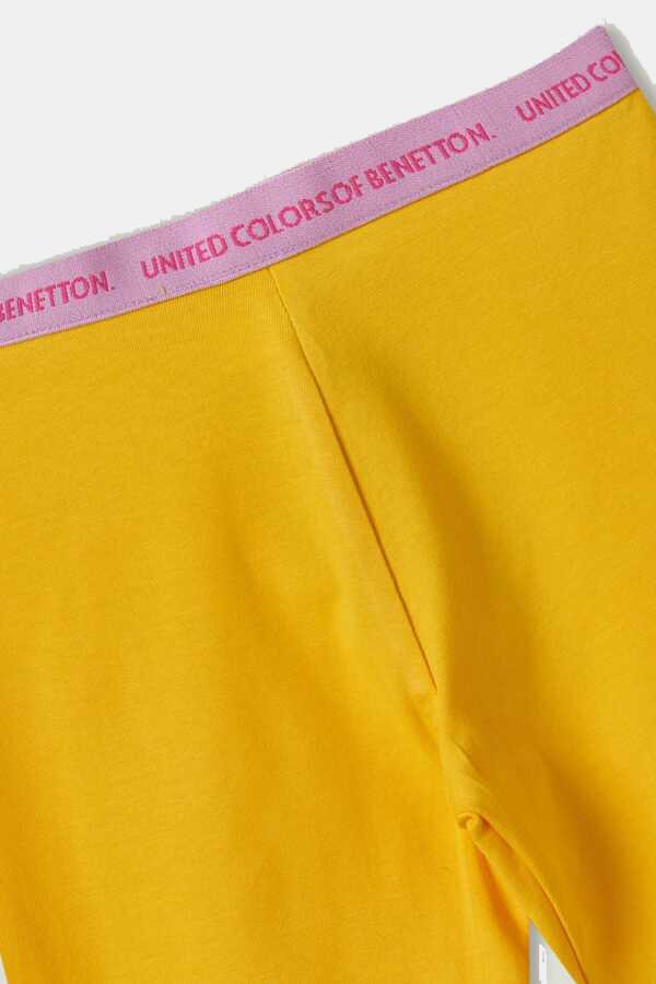 Benetton Sarı Kız Çocuk Penye Tayt