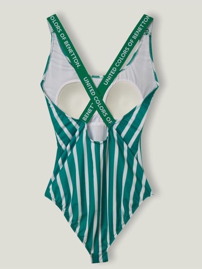 Benetton Yeşil Çizgili Kadın Mayo