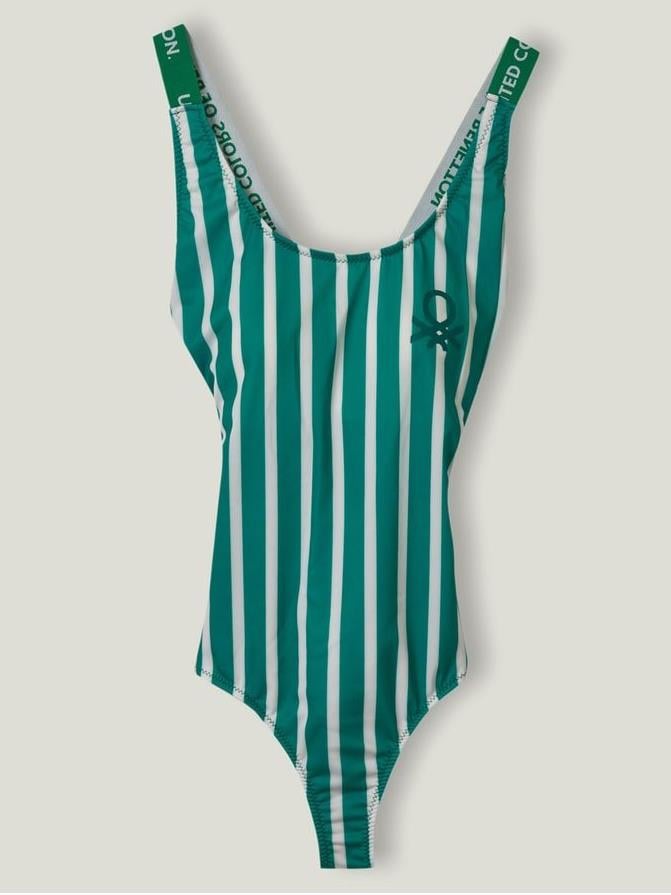 Benetton Yeşil Çizgili Kadın Mayo