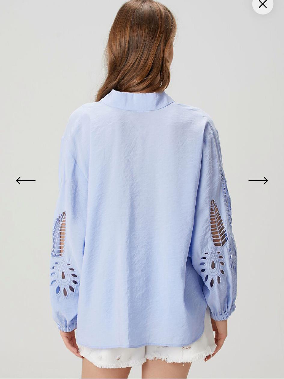 BYMN Bayan NAKISLI Mavi Gömlek