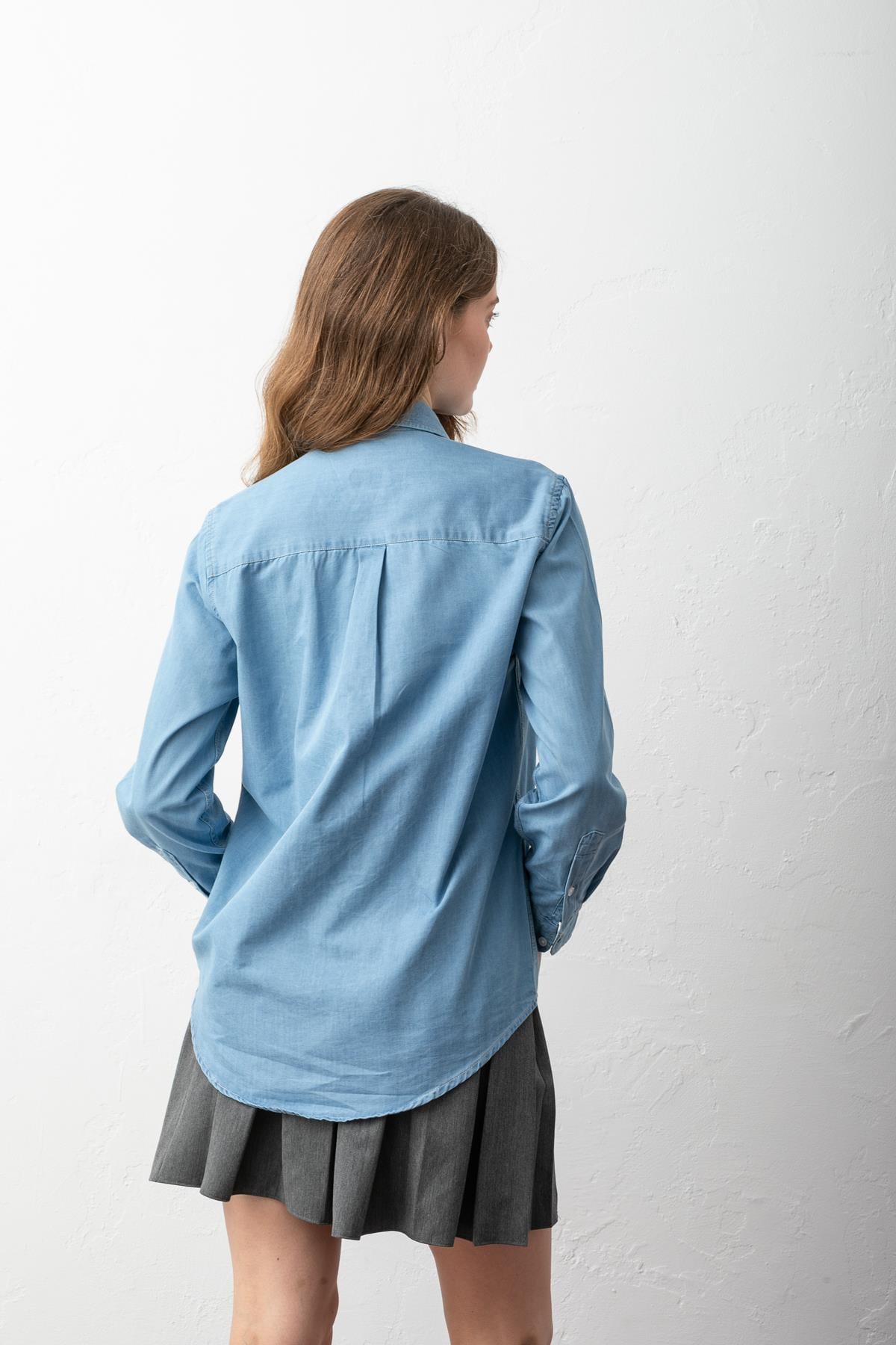 BYMN Nakışlı Kot Gömlek