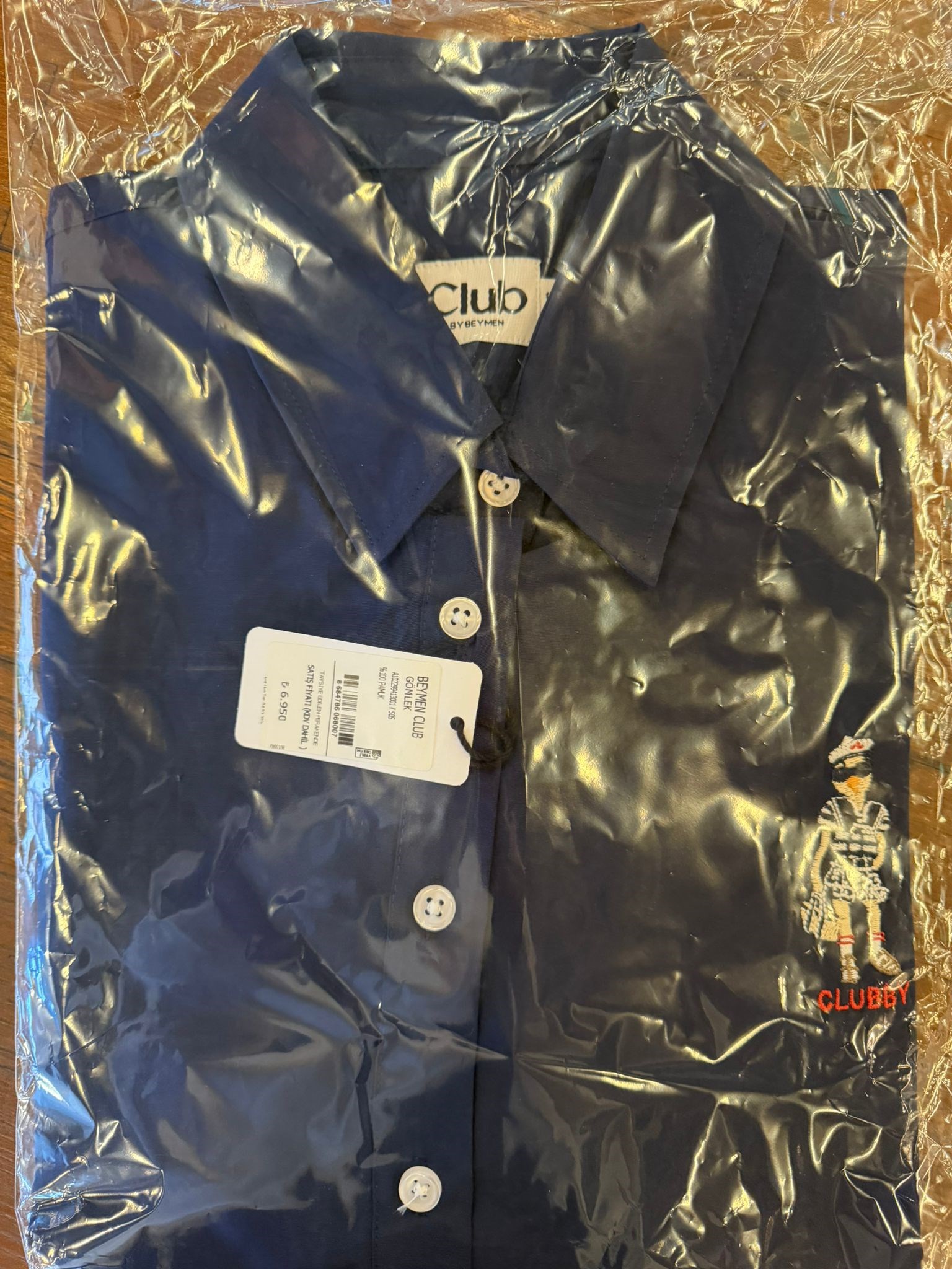 BYMN Nakışlı Lacivert Gömlek