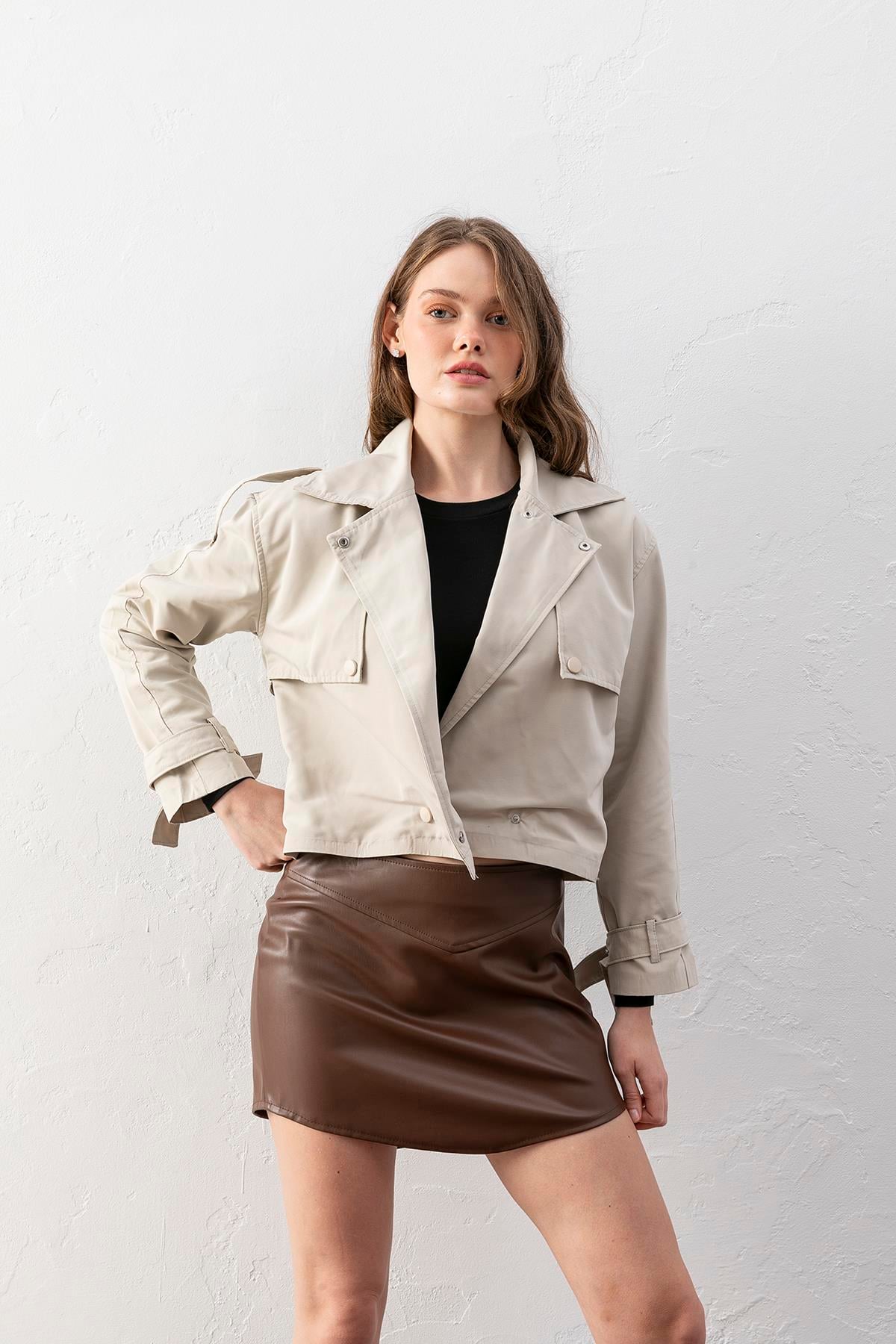 MSM Dutti Taş Renk Trenchkot