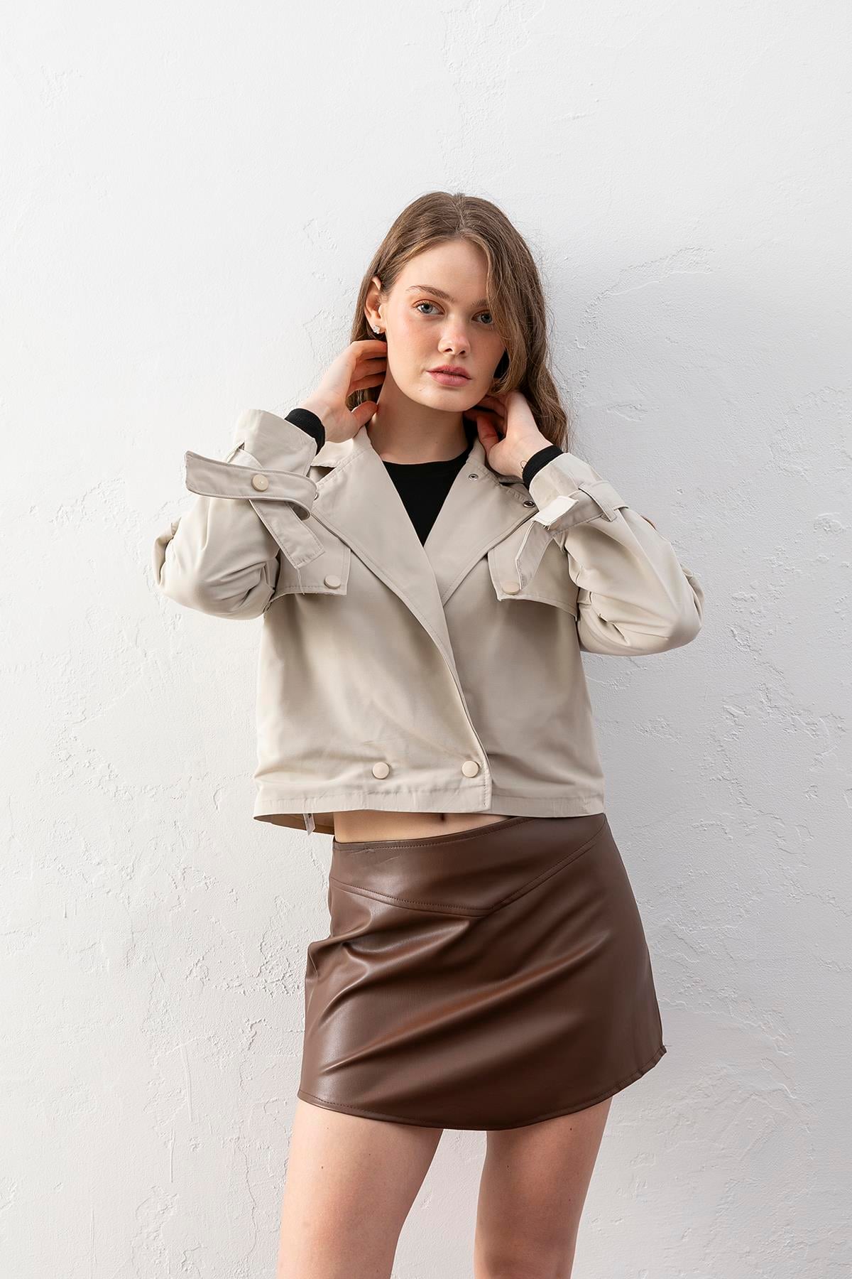 MSM Dutti Taş Renk Trenchkot