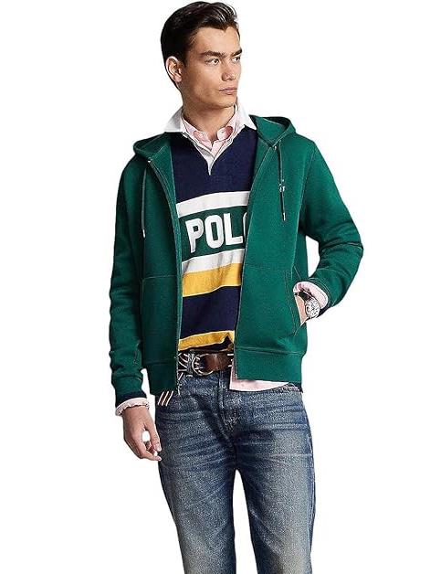 RLP Erkek Yeşil Fermuarlı Kapşonlu Sweatshirt