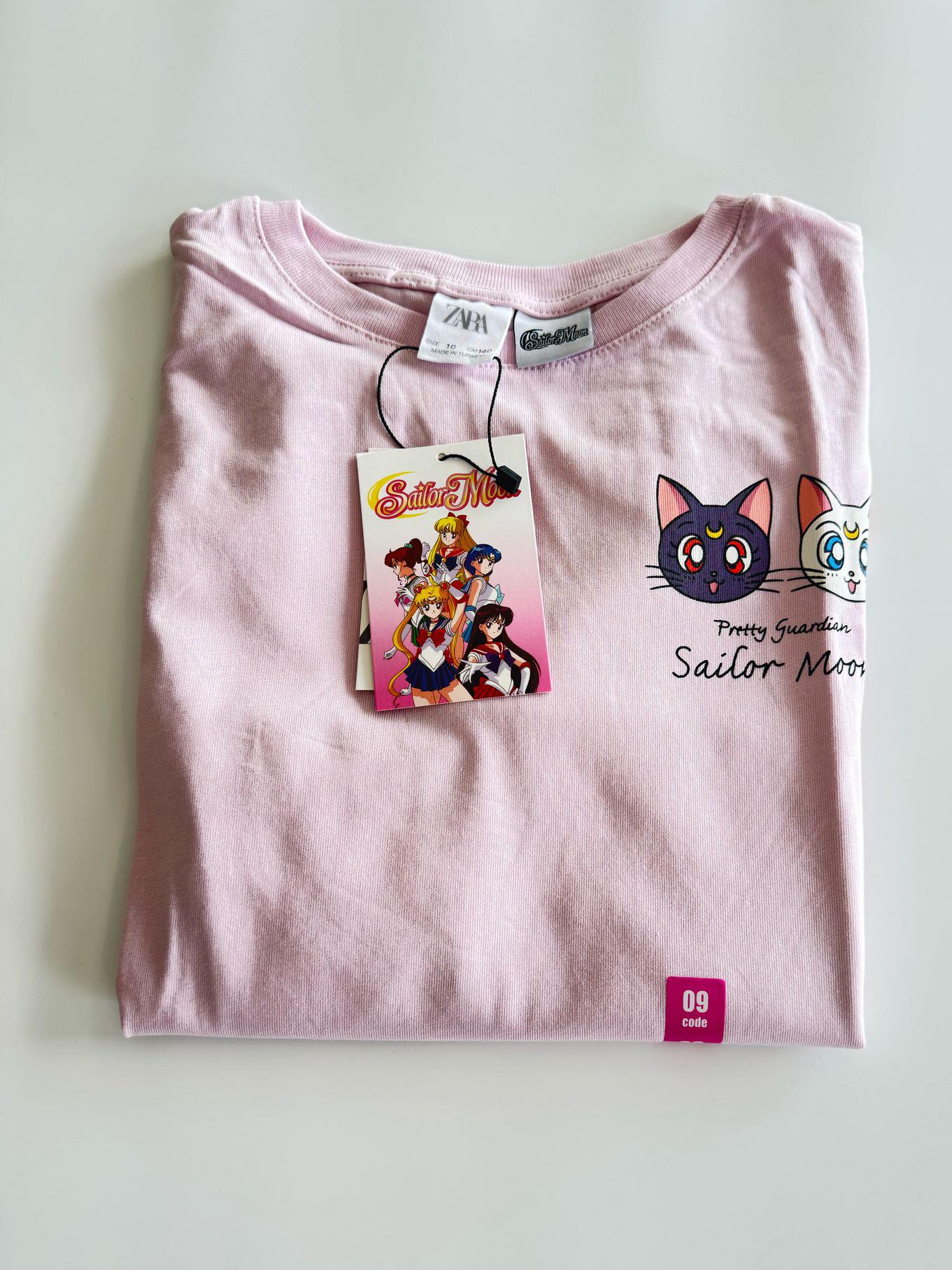 SLRMOON Kız Çocuk Pembe Uzun Kol T-Shirt