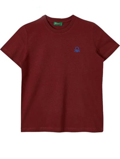 Benetton Bordo Çocuk  T-Shirt Erkek Bisiklet Yaka 