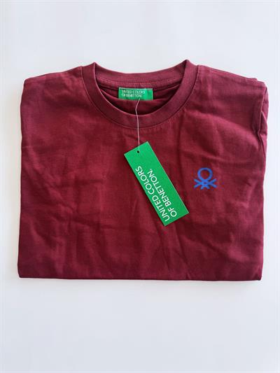Benetton Bordo Çocuk  T-Shirt Erkek Bisiklet Yaka 