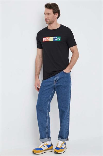 Benetton Siyah Baskılı Tişört