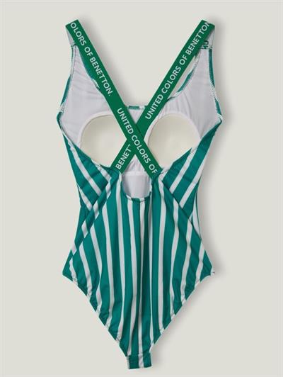 Benetton Yeşil Çizgili Kadın Mayo
