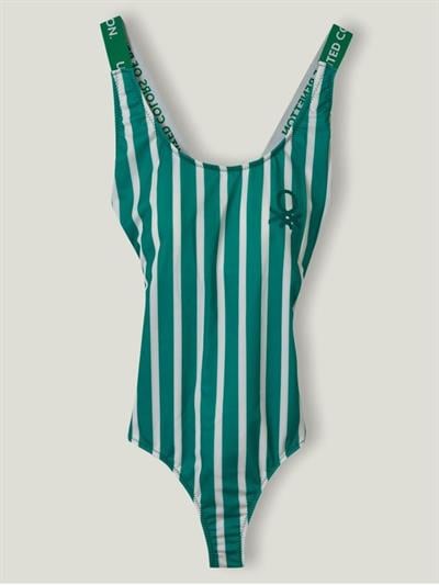 Benetton Yeşil Çizgili Kadın Mayo