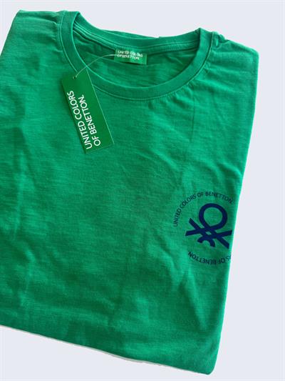 Benetton Yeşil Erkek T-Shirt Bisiklet Yaka Basic